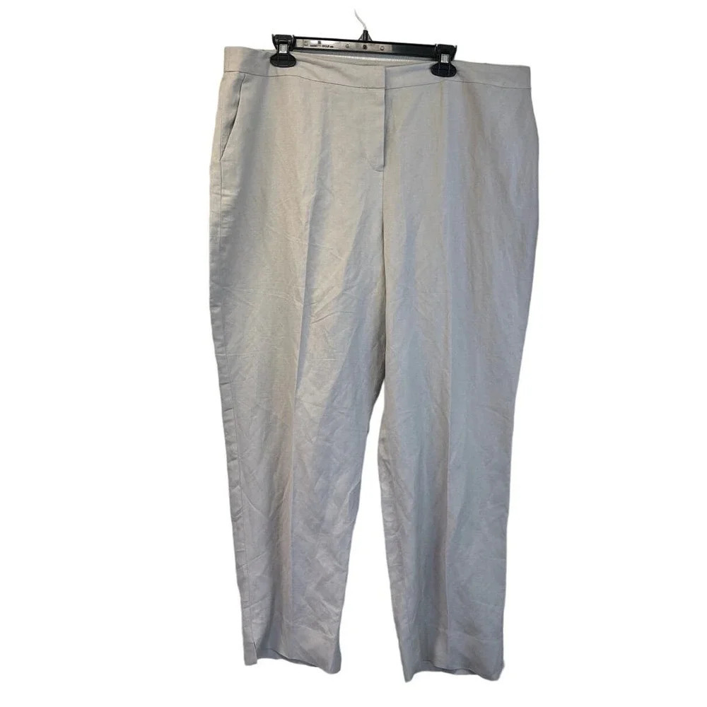 Kasper Women Size 18 Summer Straw Mid-Rise Straight Leg Fly-Front Pants NEW